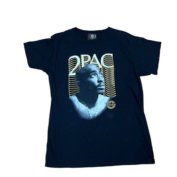 Cross Colours Men's 2Pac Tupac Shakur Portrait Short Sleeve T-Shirt Black Mediu - Picture 2 of 10